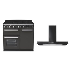 Rangemaster ESDL100DFPSLT/CM1 100cm Dual Fuel Range Cooker Estel Deluxe Slate / Chrome, A Rated
