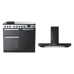 Rangemaster EDDL100EIGBLK/CM1 100cm Induction Range Cooker Edge Deluxe Black Glass / Chrome, A Rated