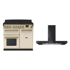 Rangemaster ESDL100DFPPCR/AB1 100cm Dual Fuel Range Cooker Estel Deluxe Pale Cream / Antique Brass, A Rated