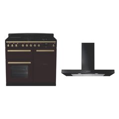 Rangemaster ESDL100DFPBOR/AB1 100cm Dual Fuel Range Cooker Estel Deluxe Bordeaux / Antique Brass, A Rated
