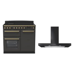 Rangemaster ESDL100EIPSLT/AB1 100cm Induction Range Cooker Estel Deluxe Slate / Antique Brass, A Rated