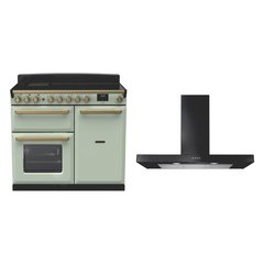 Rangemaster ESDL100EIPMNT/AB1 100cm Induction Range Cooker Estel Deluxe Mint / Antique Brass, A Rated