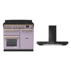 Rangemaster ESDL100DFPHTH/AB1 100cm Dual Fuel Range Cooker Estel Deluxe Heather / Antique Brass, A Rated