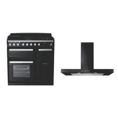 Rangemaster ESDL90DFPGBL/CM1 90cm Dual Fuel Range Cooker Estel Deluxe Black / Chrome, A Rated