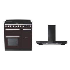 Rangemaster ESDL90DFPBOR/CM1 90cm Dual Fuel Range Cooker Estel Deluxe Bordeaux / Chrome, A Rated