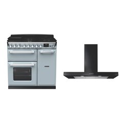 Rangemaster ESDL90DFPMSB/CM1 90cm Dual Fuel Range Cooker Estel Deluxe Misty Blue / Chrome, A Rated