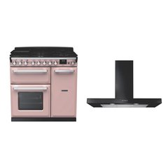 Rangemaster ESDL90DFPPPK/CM1 90cm Dual Fuel Range Cooker Estel Deluxe Pale Pink / Chrome, A Rated