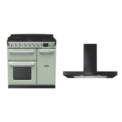 Rangemaster ESDL90DFPMNT/CM1 90cm Dual Fuel Range Cooker Estel Deluxe Mint / Chrome, A Rated