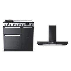 Rangemaster EDDL90EIGBLK/CM1 90cm Induction Range Cooker Edge Deluxe Black Glass / Chrome, A Rated