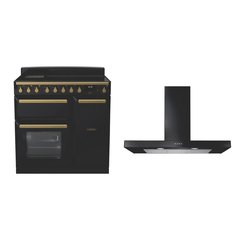 Rangemaster ESDL90EIPGBL/AB1 90cm Induction Range Cooker Estel Deluxe Black / Antique Brass, A Rated