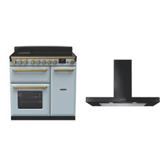 Rangemaster ESDL90EIPMSB/AB1 90cm Induction Range Cooker Estel Deluxe Misty Blue / Antique Brass, A Rated