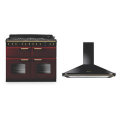 Rangemaster CLDLB110DFPBOR/AB1 110cm Dual Fuel Range Cooker Classic Deluxe Bordeaux / Antique Brass, A Rated