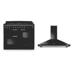 Rangemaster CLDLO110DFPGBL/CM1 110cm Dual Fuel Range Cooker Classic Deluxe Gloss Black / Chrome, A Rated