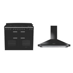 Rangemaster CLDLB110DFPGBL/CM1 110cm Dual Fuel Range Cooker Classic Deluxe Gloss Black / Chrome, A Rated