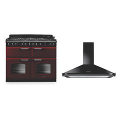 Rangemaster CLDLB110DFPBOR/CM1 110cm Dual Fuel Range Cooker Classic Deluxe Bordeaux / Chrome, A Rated