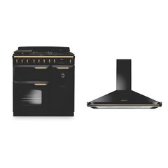 Rangemaster CLDL90DFPCBL/AB1 90cm Dual Fuel Range Cooker Classic Deluxe Charcoal Black / Antique Brass, A Rated