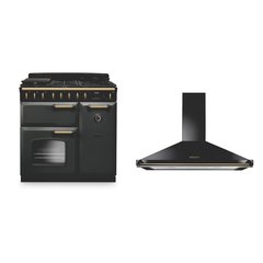 Rangemaster CLDL90DFPSLT/AB1 90cm Dual Fuel Range Cooker Classic Deluxe Slate / Antique Brass, A Rated