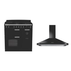 Rangemaster CL90DFPGBL/CM1 90cm Dual Fuel Range Cooker Classic Gloss Black / Chrome, A Rated
