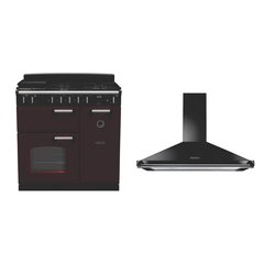 Rangemaster CL90DFPBOR/CM1 90cm Dual Fuel Range Cooker Classic Bordeaux / Chrome, A Rated