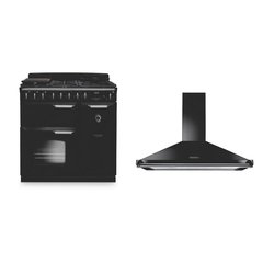 Rangemaster CLDL90DFPGBL/CM1 90cm Dual Fuel Range Cooker Classic Deluxe Gloss Black / Chrome, A Rated