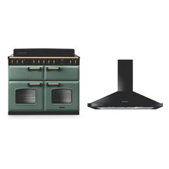 Rangemaster CLDLB110EIPMGR/AB1 110cm Induction Range Cooker Classic Deluxe Mineral Green / Antique Brass, A Rated