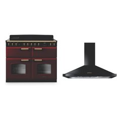 Rangemaster CLDLB110EIPBOR/AB1 110cm Induction Range Cooker Classic Deluxe Bordeaux / Antique Brass, A Rated