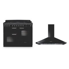 Rangemaster CLDLO110DFPGBL/CM1 110cm Dual Fuel Range Cooker Classic Deluxe Gloss Black / Chrome, A Rated
