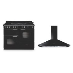 Rangemaster CLDLO110DFPCBL/CM1 110cm Dual Fuel Range Cooker Classic Deluxe Charcoal Black / Chrome, A Rated