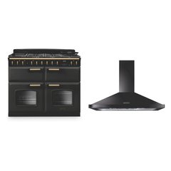 Rangemaster CLDLB110DFPSLT/AB1 110cm Dual Fuel Range Cooker Classic Deluxe Slate / Antique Brass, A Rated