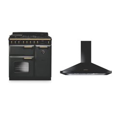 Rangemaster CLDL90DFPSLT/AB1 90cm Dual Fuel Range Cooker Classic Deluxe Slate / Antique Brass, A Rated