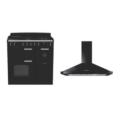 Rangemaster CL90DFPGBL/CM1 90cm Dual Fuel Range Cooker Classic Gloss Black / Chrome, A Rated