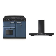Rangemaster CLDL100DFPSTB/CM1 100cm Dual Fuel Range Cooker Classic Deluxe Stone Blue / Chrome, A Rated