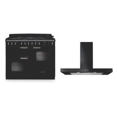 Rangemaster CLDLO110DFPGBL/CM1 110cm Dual Fuel Range Cooker Classic Deluxe Gloss Black / Chrome, A Rated