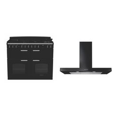 Rangemaster CLDLB110DFPGBL/CM1 110cm Dual Fuel Range Cooker Classic Deluxe Gloss Black / Chrome, A Rated