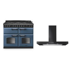 Rangemaster CLDLB110DFPSTB/CM1 110cm Dual Fuel Range Cooker Classic Deluxe Stone Blue / Chrome, A Rated