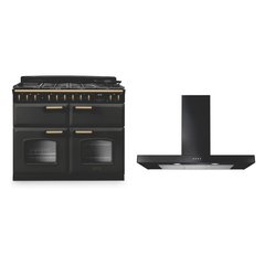 Rangemaster CLDLB110DFPSLT/AB1 110cm Dual Fuel Range Cooker Classic Deluxe Slate / Antique Brass, A Rated