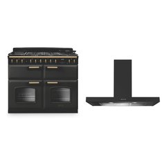 Rangemaster CLDLB110DFPSLT/AB1 110cm Dual Fuel Range Cooker Classic Deluxe Slate / Antique Brass, A Rated