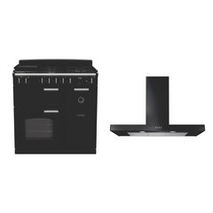 Rangemaster CL90DFPGBL/CM1 90cm Dual Fuel Range Cooker Classic Gloss Black / Chrome, A Rated