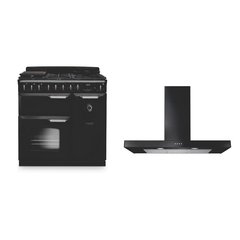 Rangemaster CLDL90DFPCBL/CM1 90cm Dual Fuel Range Cooker Classic Deluxe Charcoal Black / Chrome, A Rated