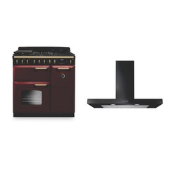 Rangemaster CLDL90DFPBOR/AB1 90cm Dual Fuel Range Cooker Classic Deluxe Bordeaux / Antique Brass, A Rated