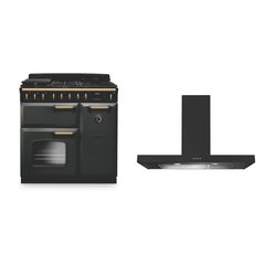 Rangemaster CLDL90DFPSLT/AB1 90cm Dual Fuel Range Cooker Classic Deluxe Slate / Antique Brass, A Rated