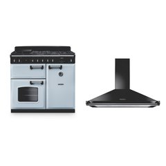 Rangemaster CL100DFPMSB/CM1 100cm Dual Fuel Range Cooker Classic Misty Blue / Chrome, A Rated