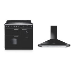 Rangemaster CL100EIPGBL/CM1 100cm Induction Range Cooker Classic Gloss Black / Chrome, A Rated