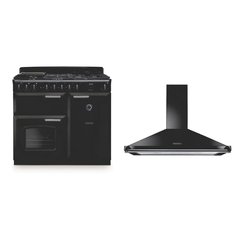 Rangemaster CLDL100DFPCBL/CM1 100cm Dual Fuel Range Cooker Classic Deluxe Charcoal Black / Chrome, A Rated