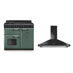 Rangemaster CLDL100DFPMGR/CM1 100cm Dual Fuel Range Cooker Classic Deluxe Mineral Green / Chrome, A Rated