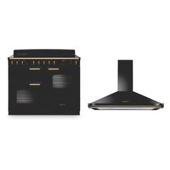 Rangemaster CLDLO110EIPGBL/AB1 110cm Induction Range Cooker Classic Deluxe Gloss Black / Antique Brass, A Rated