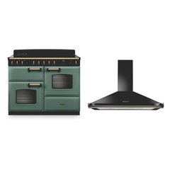 Rangemaster CLDLO110EIPMGR/AB1 110cm Induction Range Cooker Classic Deluxe Mineral Green / Antique Brass, A Rated