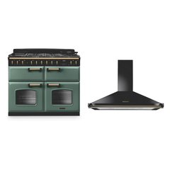 Rangemaster CLDLB110DFPMGR/AB1 110cm Dual Fuel Range Cooker Classic Deluxe Mineral Green / Antique Brass, A Rated