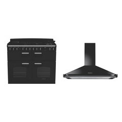 Rangemaster CLDLB110DFPCBL/CM1 110cm Dual Fuel Range Cooker Classic Deluxe Charcoal Black / Chrome, A Rated