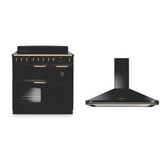 Rangemaster CLDL90EIPGBL/AB1 90cm Induction Range Cooker Classic Deluxe Gloss Black / Antique Brass, A Rated